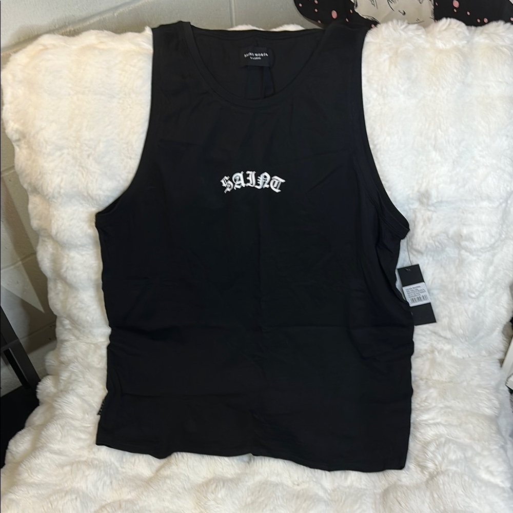 Black Sleeveless Fitted Tank Top